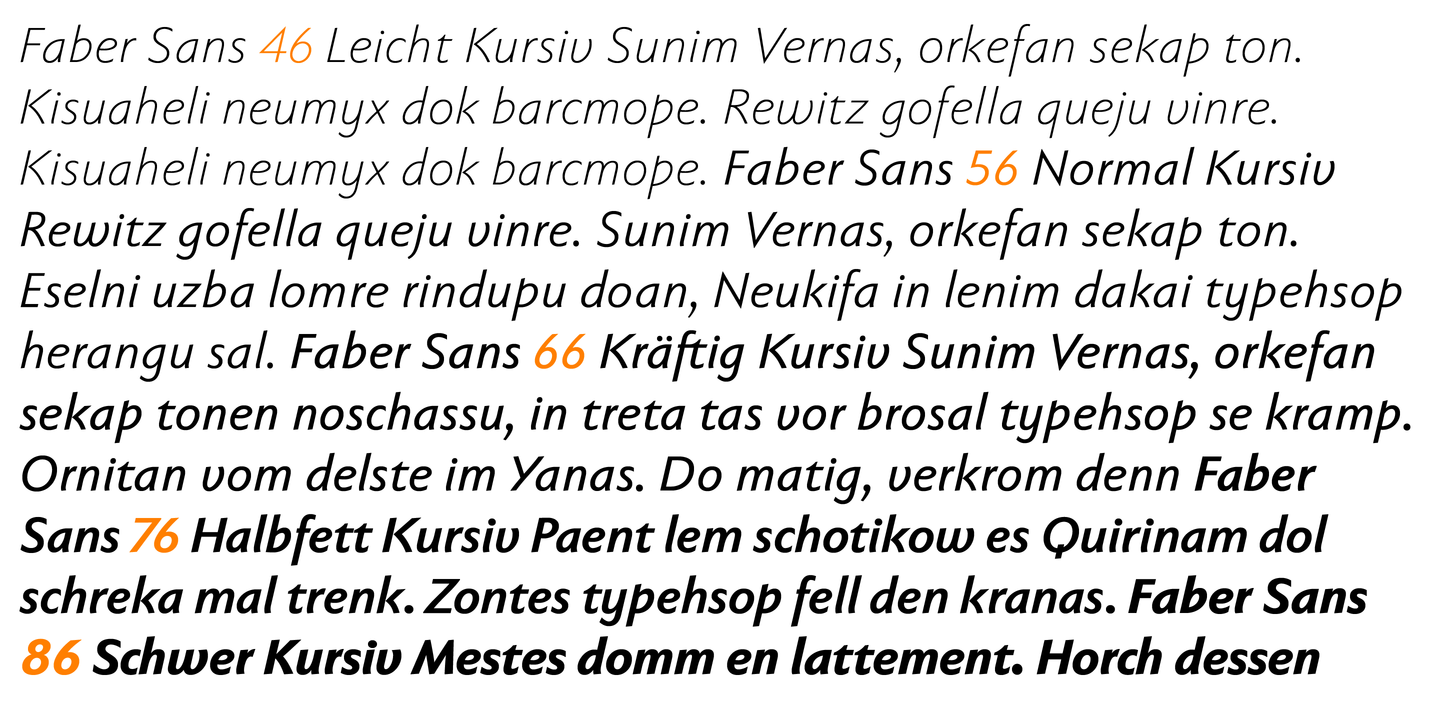 Faber Sans Pro Kraeftig Kursiv Font preview